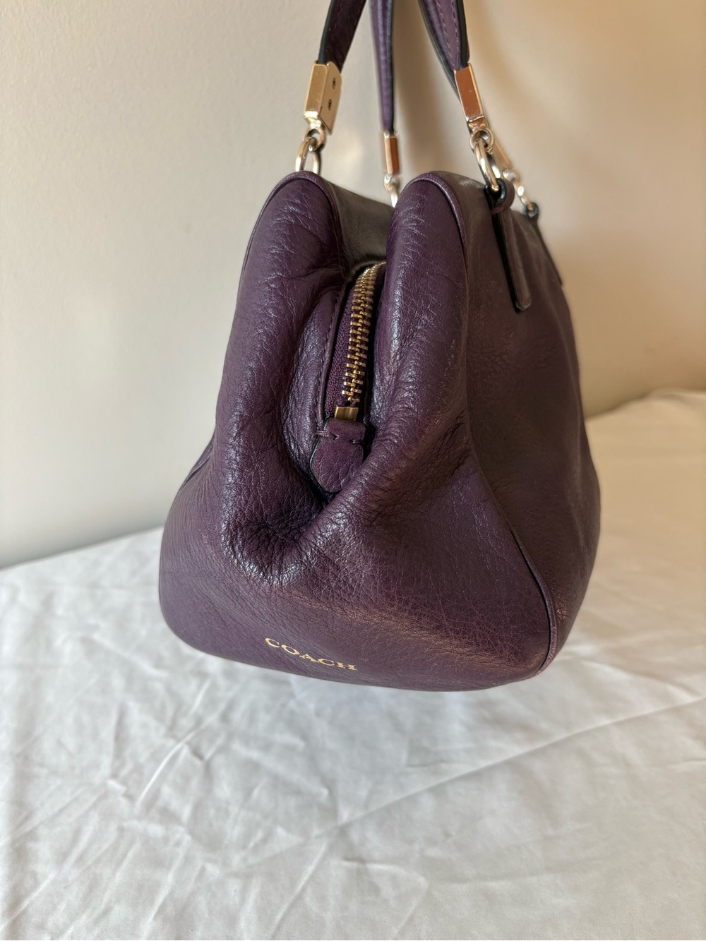 Coach Madison Mini Leather Satchel Handbag in Deep Plum - Picture 5 of 8